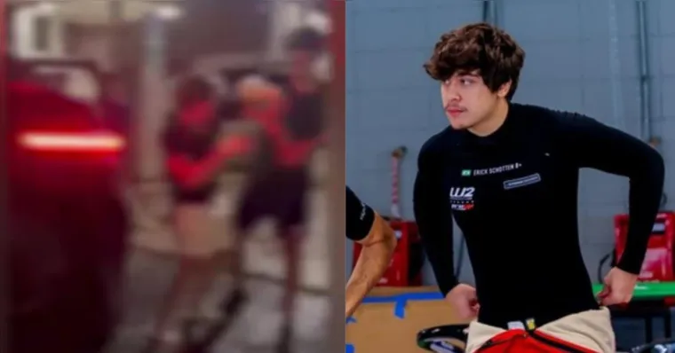 Durante a sequência de agressões, o jovem caiu e bateu a cabeça na porta de um carro, sofrendo traumatismo craniano. | Reprodução